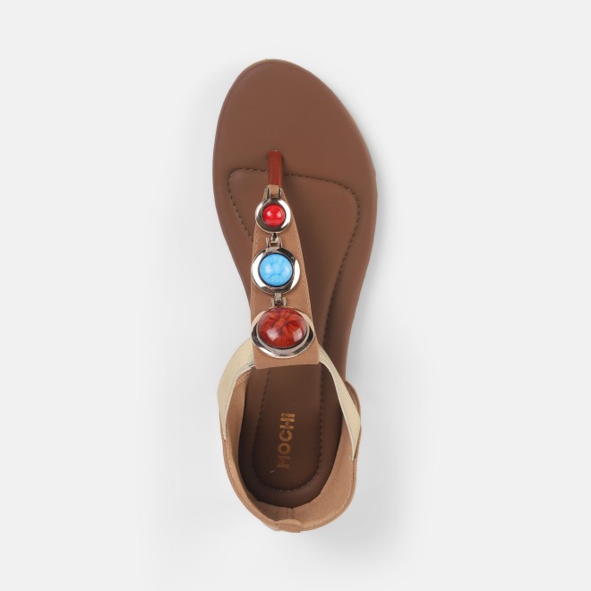 Mochi Women Tan Casual Sandals (SKU: 33-1348-23-36)