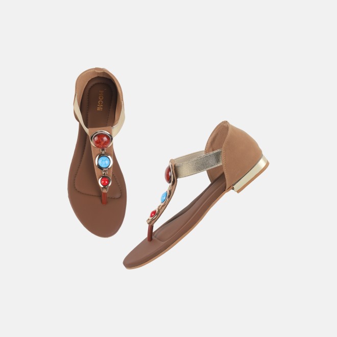 Mochi Women Tan Casual Sandals (SKU: 33-1348-23-36)