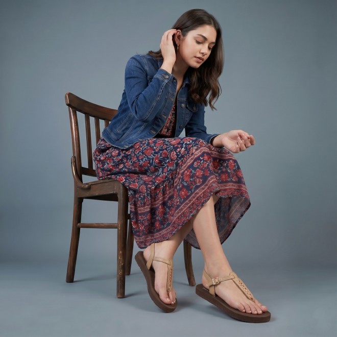 Mochi Women Tan Casual Sandals (SKU: 33-1431-23-37)