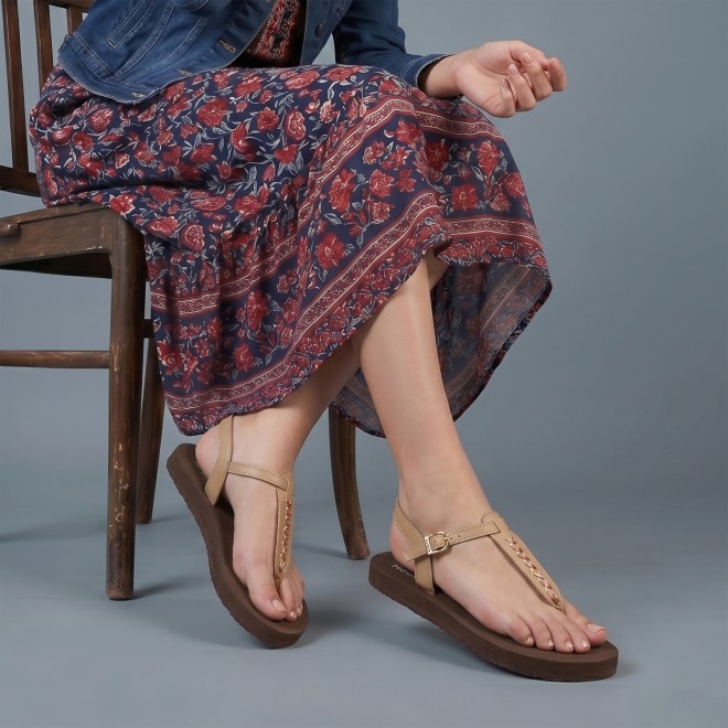 Mochi Women Tan Casual Sandals (SKU: 33-1431-23-37)
