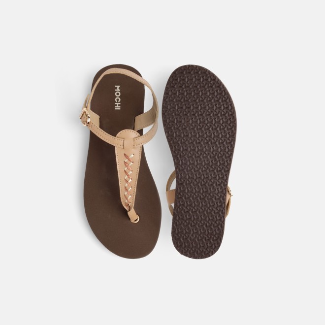 Mochi Women Tan Casual Sandals (SKU: 33-1431-23-37)