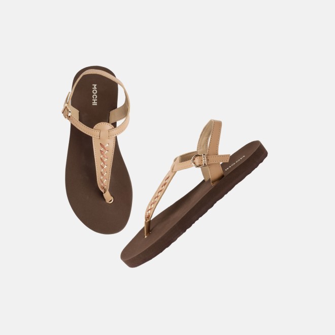 Mochi Women Tan Casual Sandals (SKU: 33-1431-23-37)