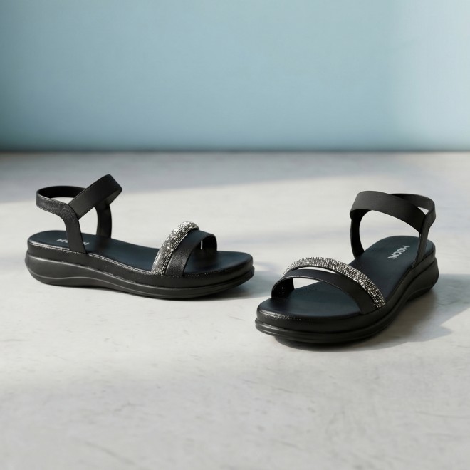 Mochi Women Black Casual Sandals