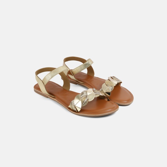 Mochi Women Gold Casual Sandals (SKU: 33-1516-15-37)