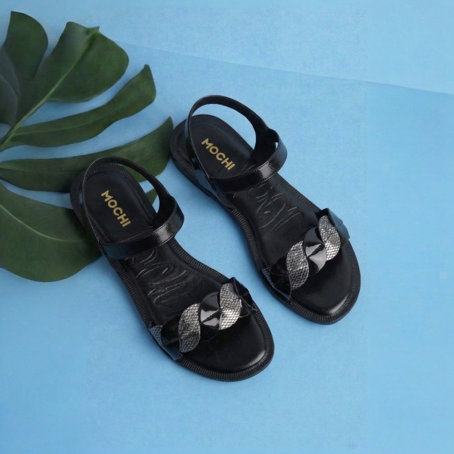 Mochi Women Black Casual Sandals