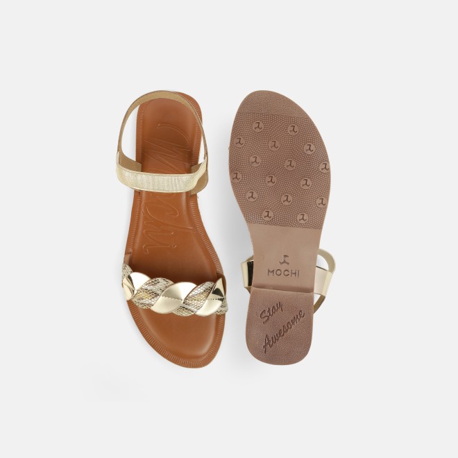 Mochi Women Gold Casual Sandals (SKU: 33-1516-15-37)