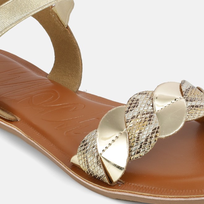 Mochi Women Gold Casual Sandals (SKU: 33-1516-15-37)