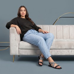 Mochi Women Black Casual Sandals