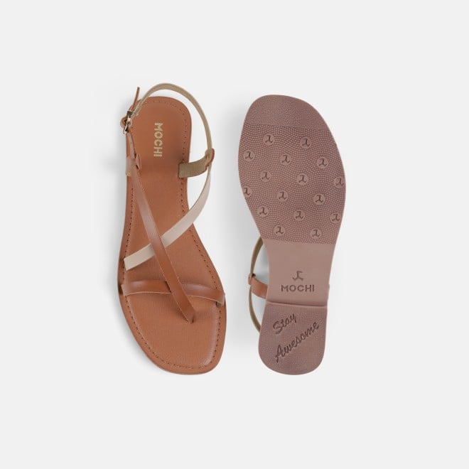 Mochi Women Tan Casual Gladiators (SKU: 33-1521-23-36)