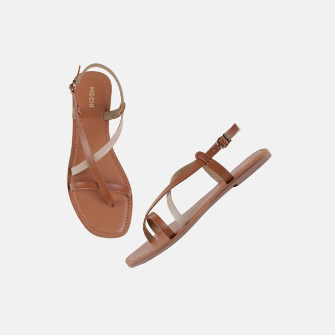 Mochi Women Tan Casual Gladiators (SKU: 33-1521-23-36)
