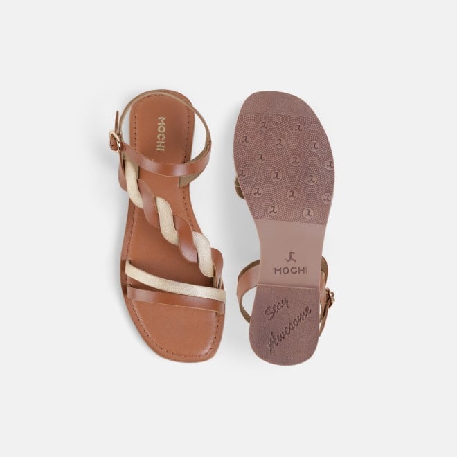 Mochi Women Tan Casual Gladiators (SKU: 33-1522-23-36)