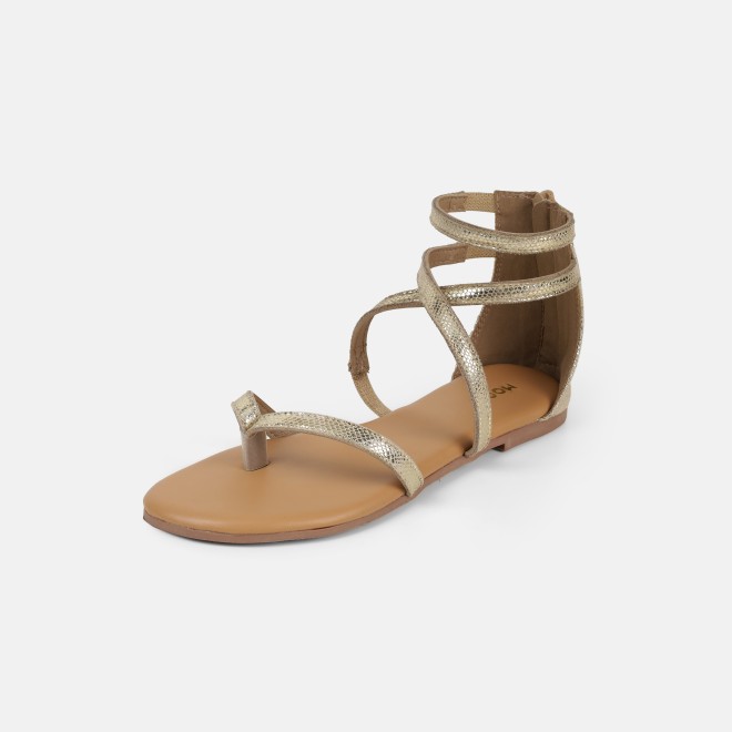 Mochi Women Gold Casual Gladiators (SKU: 33-1529-15-36)