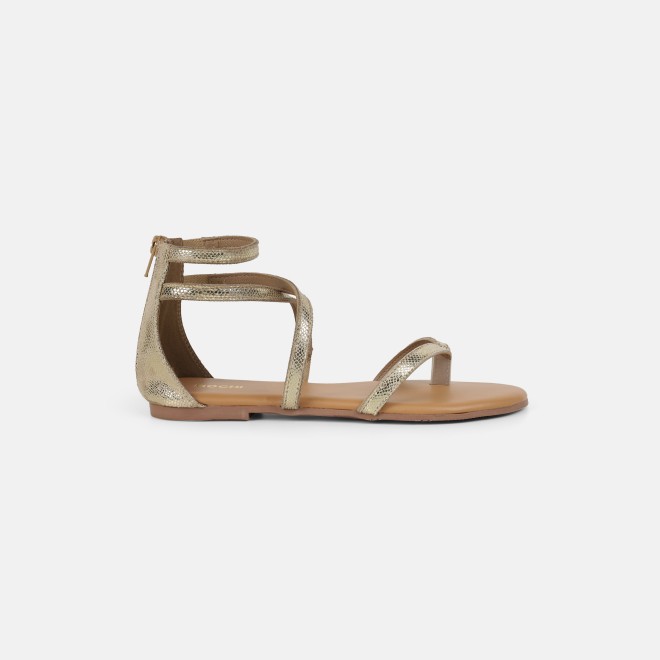 Mochi Women Gold Casual Gladiators (SKU: 33-1529-15-36)