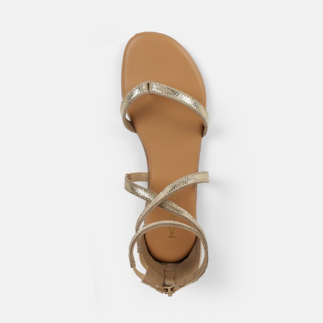 Mochi Women Gold Casual Gladiators (SKU: 33-1529-15-36)