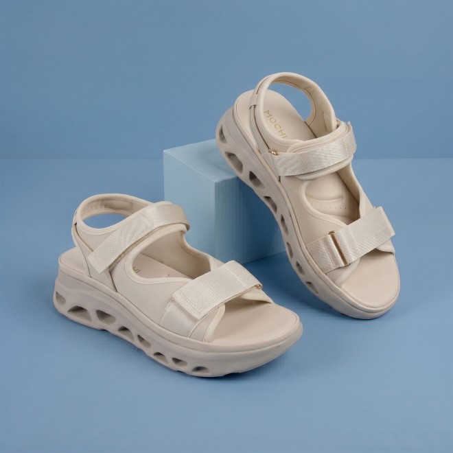 Mochi Women Beige Casual Sandals