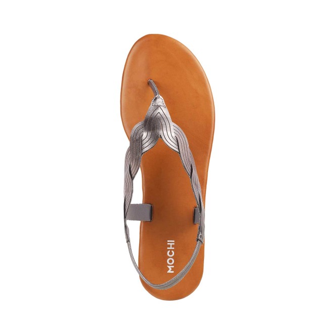 Mochi Women Gun-Metal Casual Sandals (SKU: 33-3082-29-36)