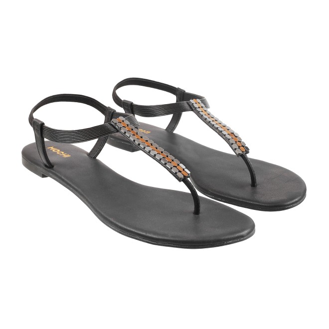 Mochi Women Black Casual Sandals