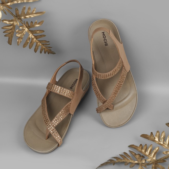 Mochi Women Beige Casual Sandals
