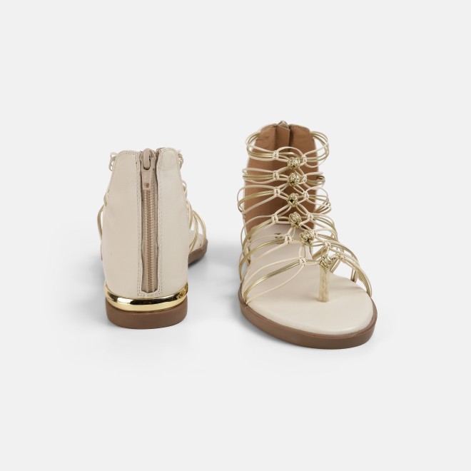 Mochi Women Beige Casual Gladiators (SKU: 33-801231-20-36)