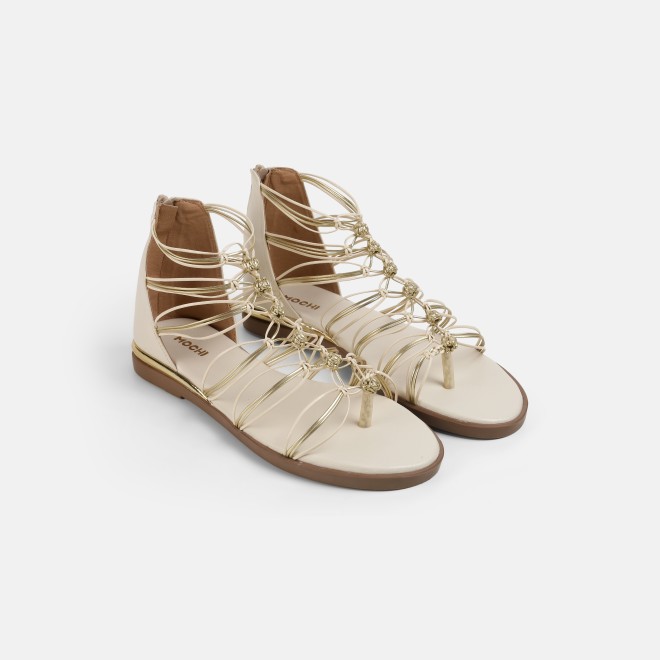 Mochi Women Beige Casual Gladiators (SKU: 33-801231-20-36)