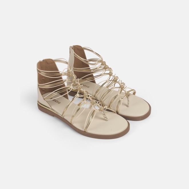 Mochi Women Beige Casual Gladiators (SKU: 33-901231-20-36)
