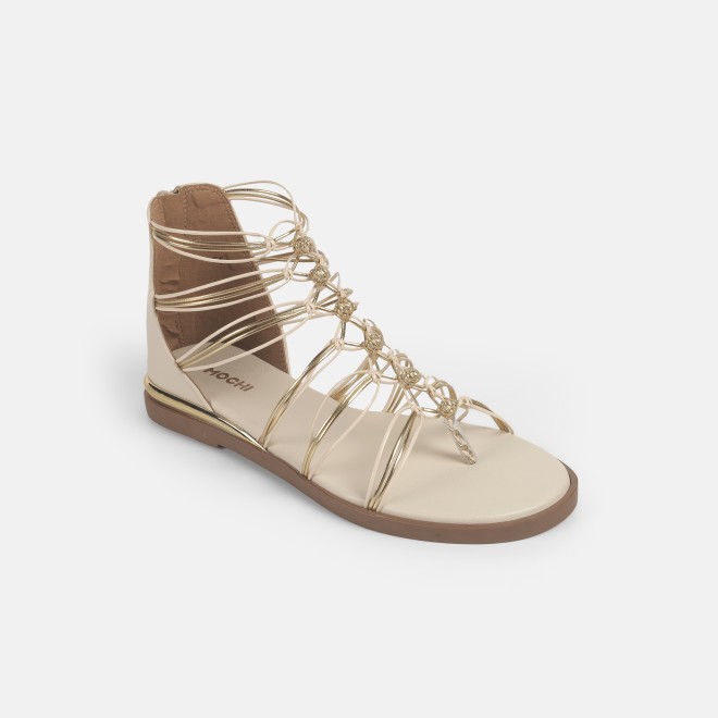 Mochi Women Beige Casual Gladiators (SKU: 33-901231-20-36)