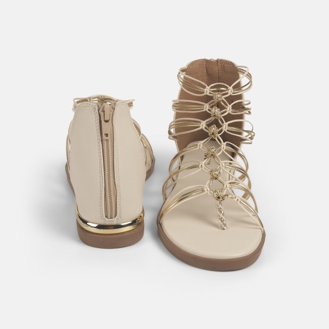 Mochi Women Beige Casual Gladiators (SKU: 33-901231-20-36)