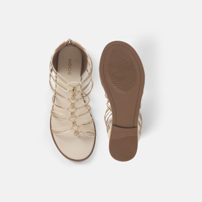 Mochi Women Beige Casual Gladiators (SKU: 33-901231-20-36)