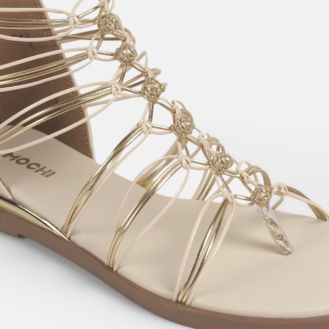 Mochi Women Beige Casual Gladiators (SKU: 33-901231-20-36)