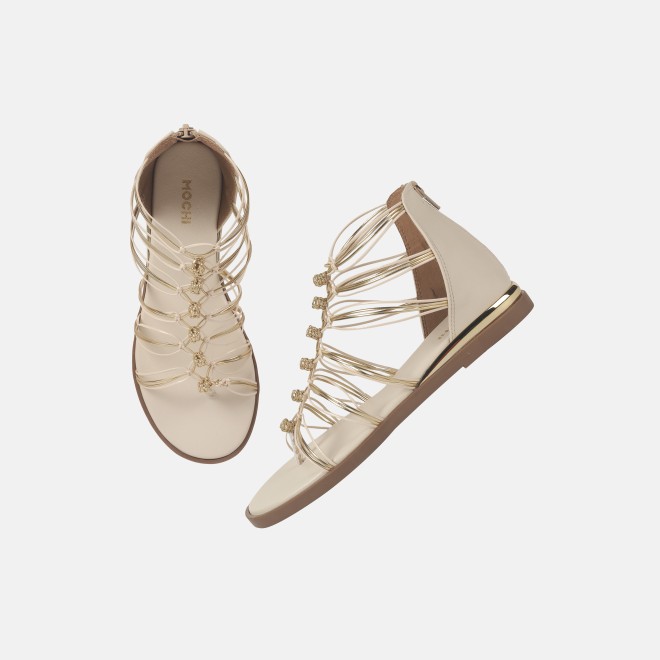 Mochi Women Beige Casual Gladiators (SKU: 33-901231-20-36)