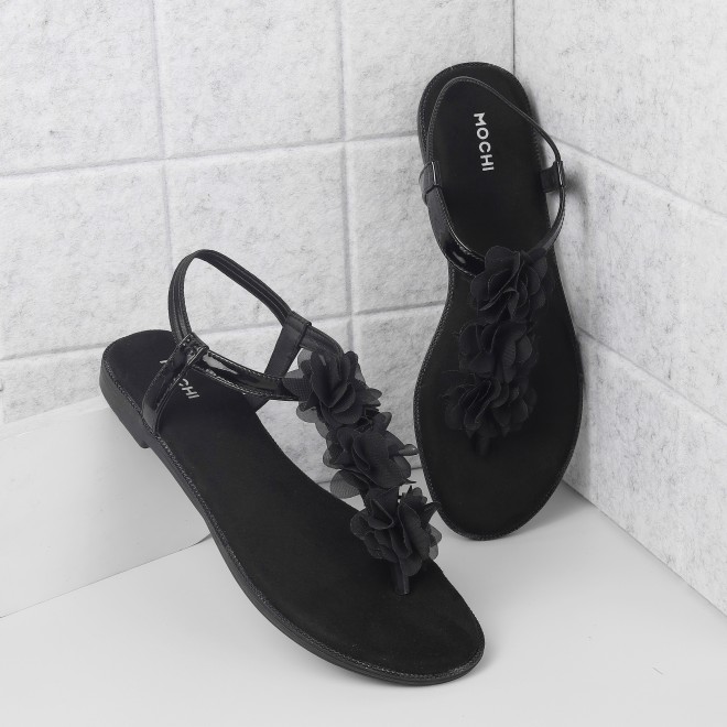 Mochi Women Black Casual Sandals