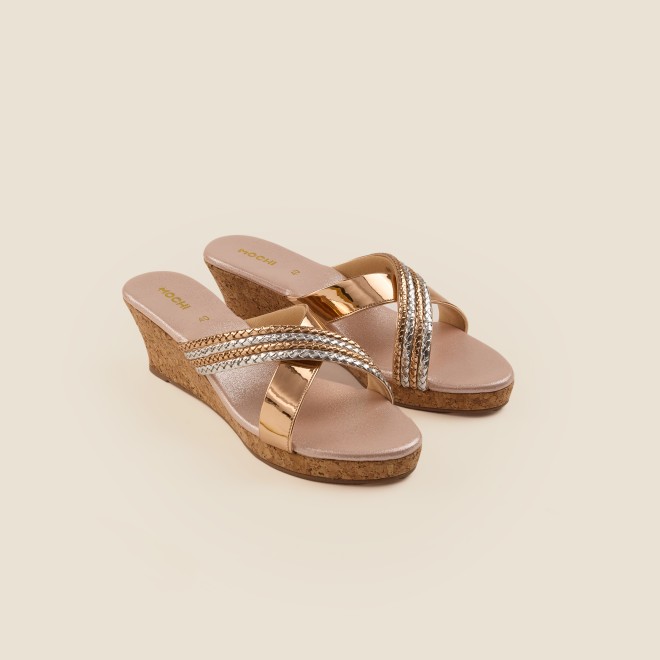 Mochi Women Antique-Gold Casual Slip Ons (SKU: 34-1-28-36)