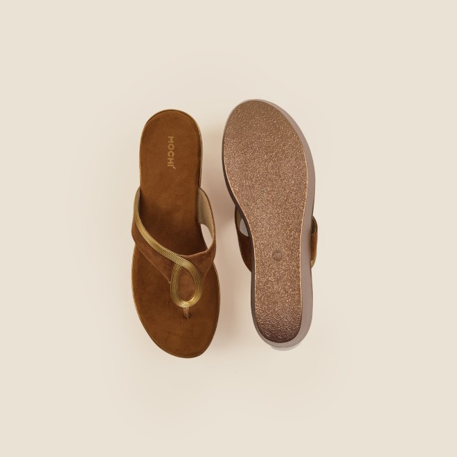 Mochi Women Tan Casual Slip Ons (SKU: 34-113-23-39)