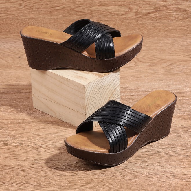 Mochi Women Black Casual Sandals