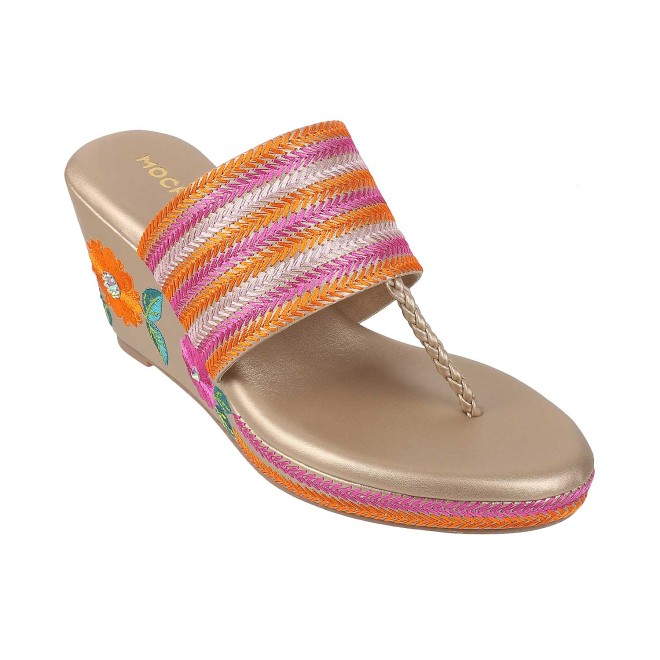 Mochi Women Gold Ethnic Sandals (SKU: 34-198-15-36)