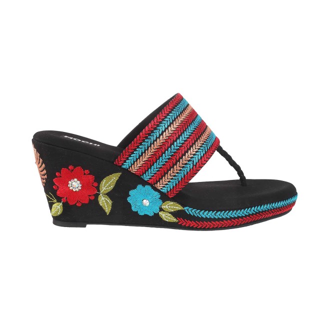 Mochi Women Black Ethnic Sandals (SKU: 34-198-11-36)