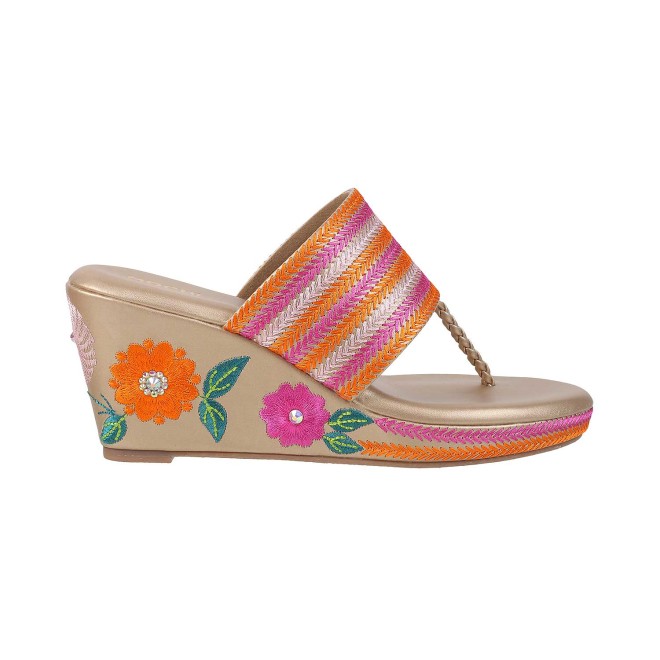 Mochi Women Gold Ethnic Sandals (SKU: 34-198-15-36)