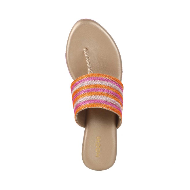 Mochi Women Gold Ethnic Sandals (SKU: 34-198-15-36)