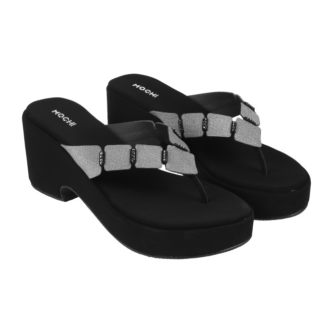 Mochi Women Black Casual Slip Ons