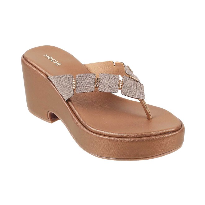 Mochi Women Antique-Gold Casual Slip Ons (SKU: 34-218-28-36)