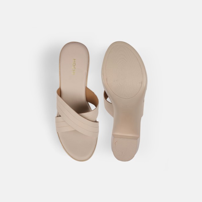 Mochi Women Beige Casual Slip Ons (SKU: 34-250-20-39)