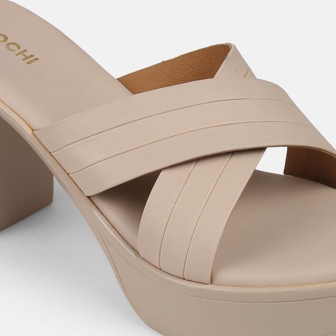 Mochi Women Beige Casual Slip Ons (SKU: 34-250-20-39)