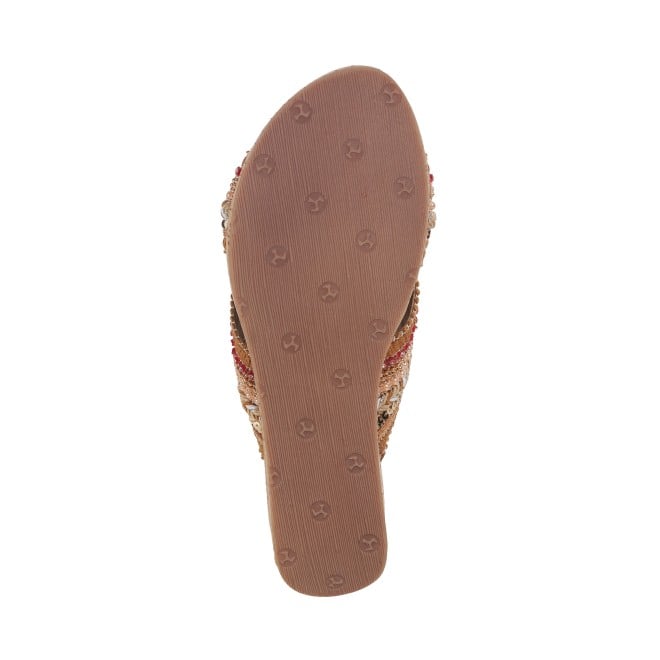 Mochi Women Antique-Gold Ethnic Slip Ons (SKU: 34-281-28-36)