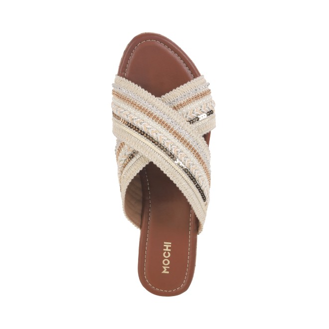 Mochi Women Gold Ethnic Slip Ons (SKU: 34-281-15-36)
