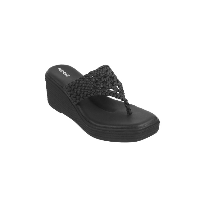 Mochi Women Black Ethnic Slip Ons (SKU: 34-296-11-36)