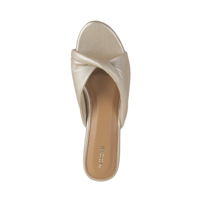 Mochi Women Gold Casual Slip Ons (SKU: 34-349-15-36)
