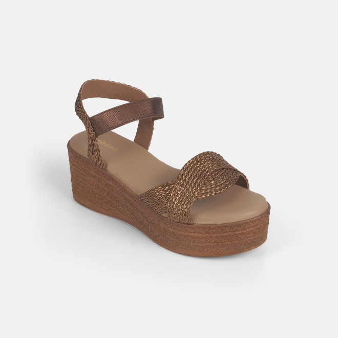 Mochi Women Antique-Gold Casual Sandals