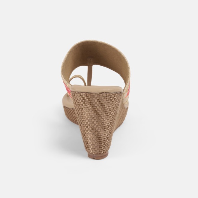 Mochi Women Beige Ethnic Slip Ons (SKU: 34-357-20-36)