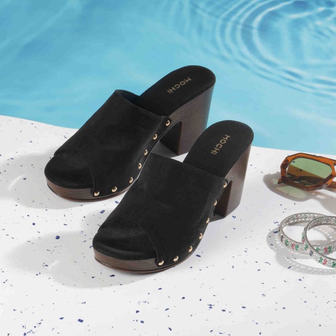Mochi Women Black Casual Slippers