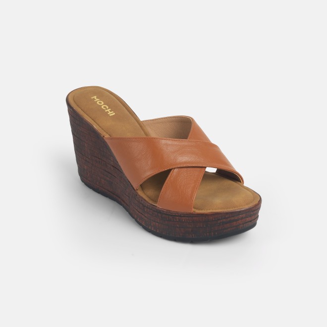 Mochi Women Tan Casual Slip Ons